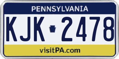 PA license plate KJK2478