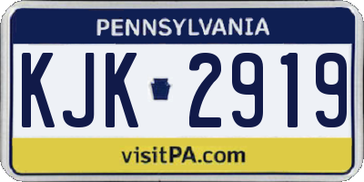 PA license plate KJK2919