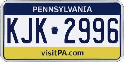 PA license plate KJK2996