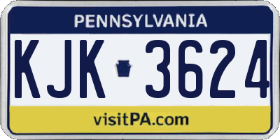 PA license plate KJK3624