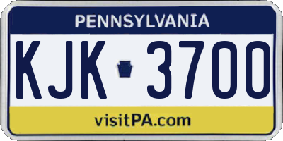 PA license plate KJK3700