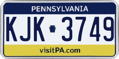 PA license plate KJK3749