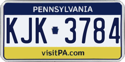 PA license plate KJK3784