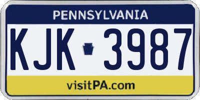 PA license plate KJK3987