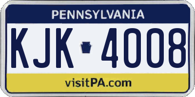 PA license plate KJK4008