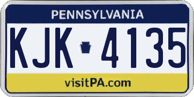 PA license plate KJK4135