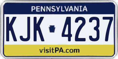 PA license plate KJK4237