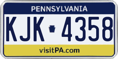 PA license plate KJK4358