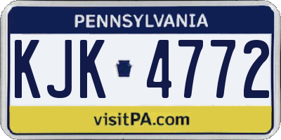 PA license plate KJK4772