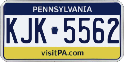 PA license plate KJK5562