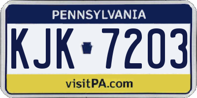 PA license plate KJK7203
