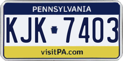 PA license plate KJK7403