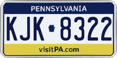 PA license plate KJK8322
