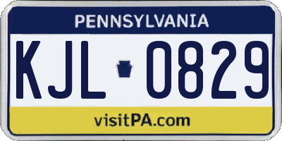PA license plate KJL0829
