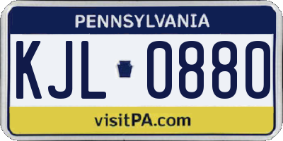 PA license plate KJL0880