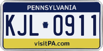 PA license plate KJL0911