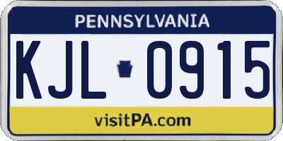 PA license plate KJL0915