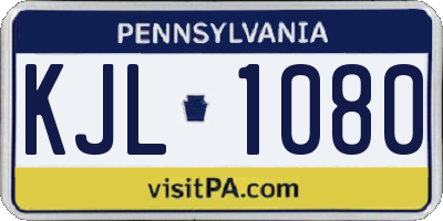 PA license plate KJL1080