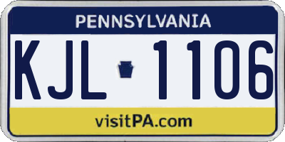 PA license plate KJL1106