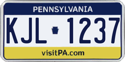 PA license plate KJL1237