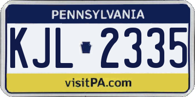 PA license plate KJL2335