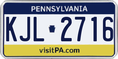 PA license plate KJL2716