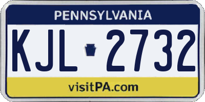 PA license plate KJL2732