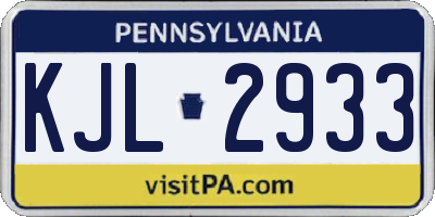 PA license plate KJL2933