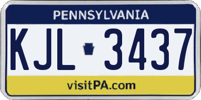 PA license plate KJL3437