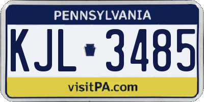 PA license plate KJL3485