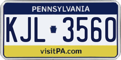 PA license plate KJL3560
