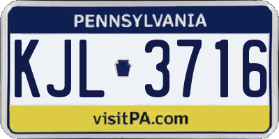 PA license plate KJL3716