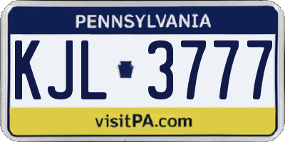 PA license plate KJL3777