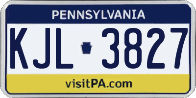 PA license plate KJL3827