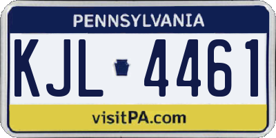PA license plate KJL4461