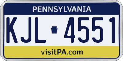 PA license plate KJL4551