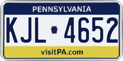 PA license plate KJL4652