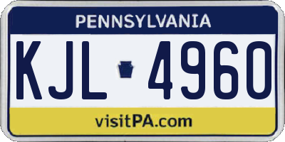 PA license plate KJL4960