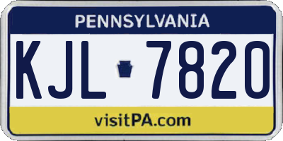 PA license plate KJL7820