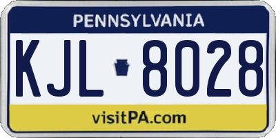 PA license plate KJL8028