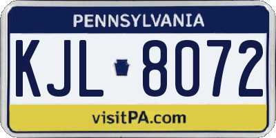 PA license plate KJL8072