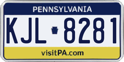PA license plate KJL8281