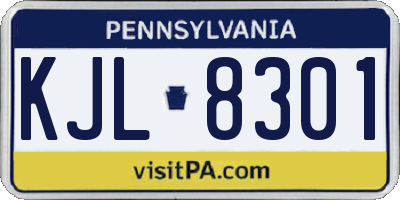 PA license plate KJL8301