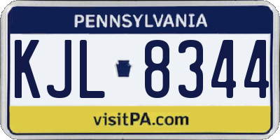 PA license plate KJL8344