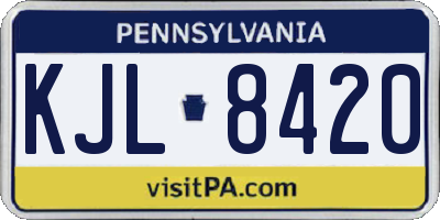PA license plate KJL8420