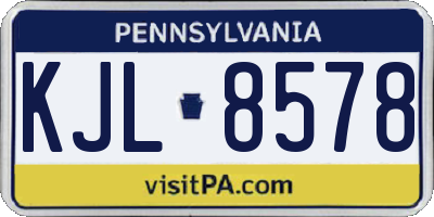 PA license plate KJL8578