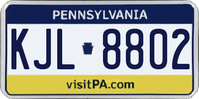 PA license plate KJL8802