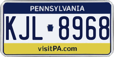 PA license plate KJL8968