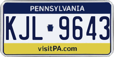 PA license plate KJL9643