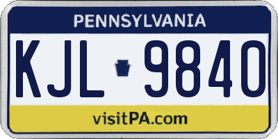 PA license plate KJL9840
